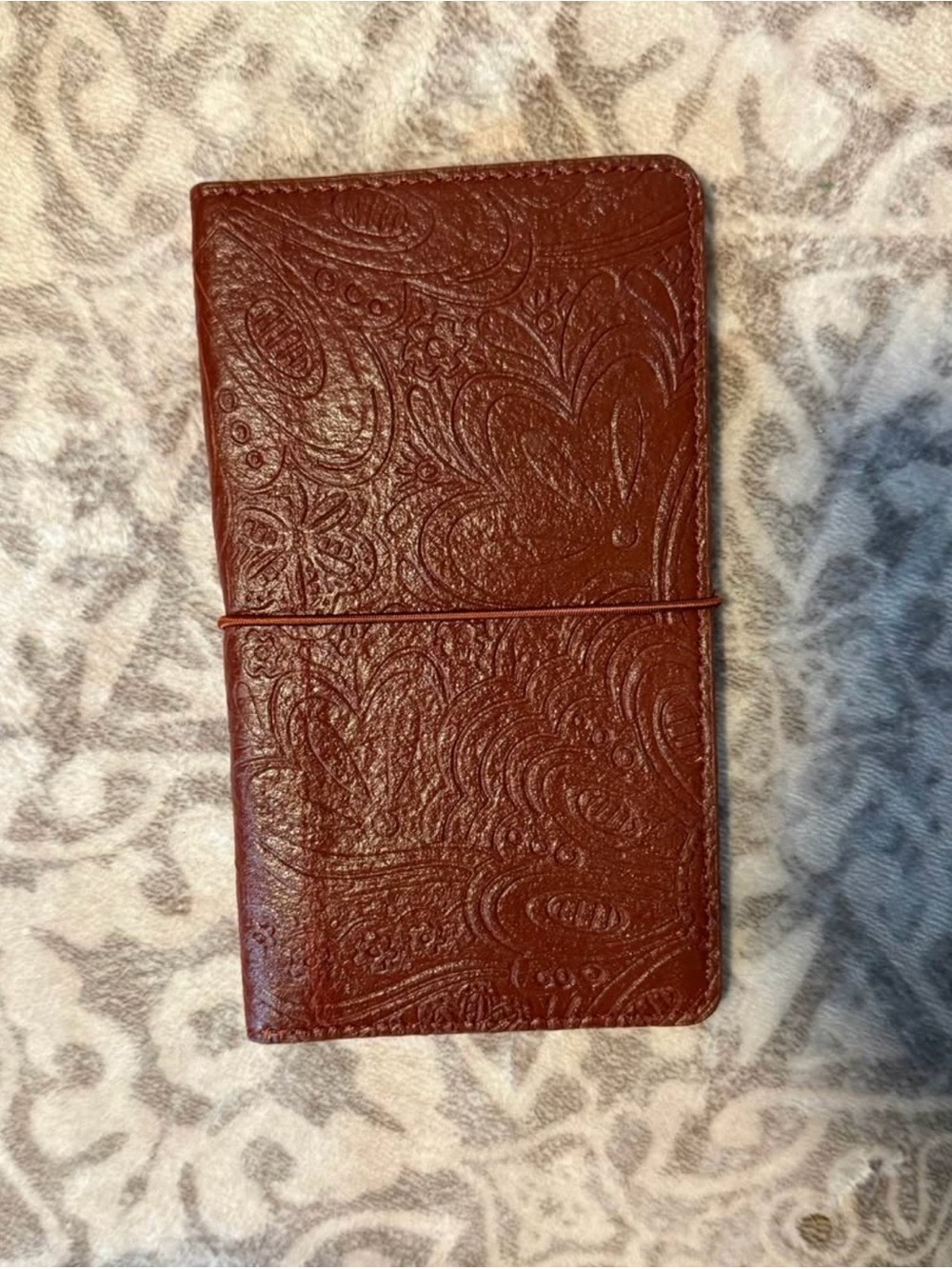 Embossed Faux Leather Wallet - Brown